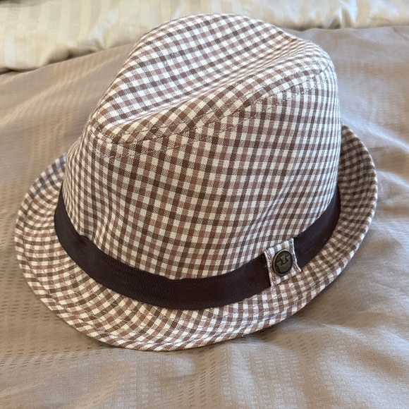 Good in Bros Brown Checkered Fedora Hat - Picture 1 of 5